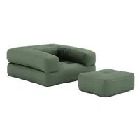 fauteuil futon standard convertible cube chair couleur vert olive