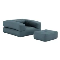 fauteuil futon standard convertible cube chair couleur bleu pétrole
