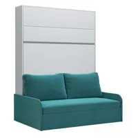 armoire lit escamotable bermudes sofa blanc bandeau canapé bleu 160*200 cm