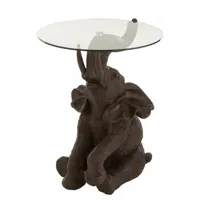 table d'appoint eléphantt  hewan  marron foncé