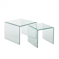 set de 2 tables gigognes mainty en verre transparent