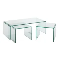 set de 3 tables gigognes mainty en verre transparent