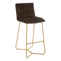 chaise de bar ratri velours marron foncé / pieds métal