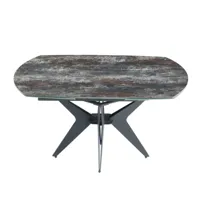 table de repas extensible boomerang 160/228 x  95 cm plateau céramique anthracite pied acier noir
