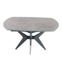table de repas extensible boomerang 160/228 x  95 cm plateau céramique ciment pied acier noir