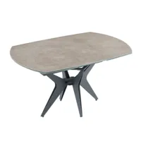 table de repas extensible boomerang 160/228 x  95 cm plateau céramique grey  pied acier noir