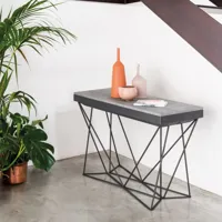 table console extensible excel cemento en bois sablé largeur 90 cm