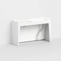 table console extensible marvel en acier blanc-plateau bois stratifié coloris marbre blanc