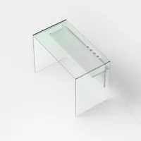bureau scriba en verre clair coloris blanc mat