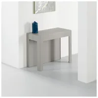 table console extensible ulisse acier pieds inox rallonge aluminium coloris gris tourterelle