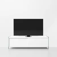 meuble tv byblos stratifié verre coloris blanc