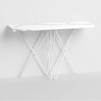 table console extensible hermes stratifié marbre blanc acier blanc 115cm