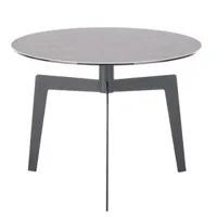 table basse ronde  bena  60 plateau céramique gris piétement métal noir laqué mat