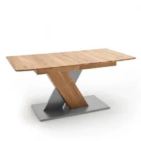 table repas extensible baku 140 à 190cm chêne sauvage huilé pied x gris aluminium