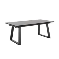 table repas extensible narban 200(300cm) plateau céramique verre anthracite pied metal noir mat