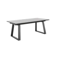 table repas narban 200(300cm) plateau céramique gris clair pied métal noir mat