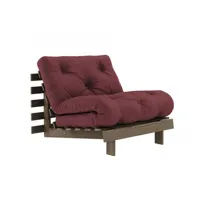 fauteuil convertible futon roots pin carob brown matelas bordeaux couchage 90 x 200 cm