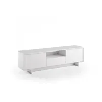 meuble tv frime 2 portes 1 tiroir central cadre blanc façade blanc
