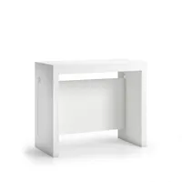 table console extensible 8 couverts topaz 90 cm blanc avec allonges intégrées