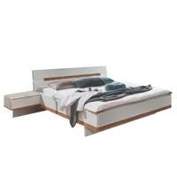 lit futon girbo couchage 160 x 200 cm 1 paire de chevet 1 tiroir coloris blanc rechampis chêne artisan