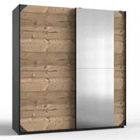 armoire portes coulissantes maera 135 cm  graphite silver-fir