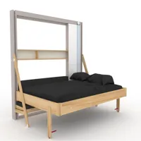 lit escamotable au plafond juno canapé étagère horizontal 140*200 cm pin encadrement cachemire tissu anthracite