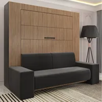 armoire lit escamotable majestic sofa noir et chêne canapé tissu piano noir 160x200 cm
