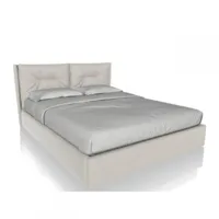 lit coffre avec tête de lit moltonée et capitonnée noctis d+08 couchage 140x200 cm tissu beige