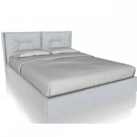 lit coffre avec tête de lit moltonée et capitonnée noctis d+08 matrimoniale couchage 160x200 cm tissu gris