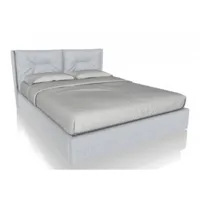 lit coffre avec tête de lit moltonée et capitonnée noctis d+08 couchage 140x200 cm tissu gris