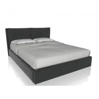 lit coffre avec tête de lit moltonée et capitonnée noctis d+08 couchage 140x200 cm tissu graphite