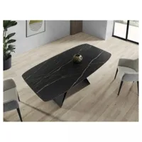 table repas infinity 6 couverts 160 x 94 x 76 cm pied métal plateau céramique noir