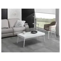 table basse relevable demos 110 x 60 x 41 cm  pieds métal plateau laqué blanc
