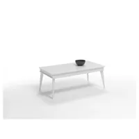 table basse relevable kita 110 x 60 x 41 cm  pieds métal plateau laqué blanc