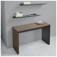 table console extensible 12 couverts leonardo 45/270x120x75cm coloris noyer gris ardoise