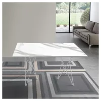 table console extensible ouverture en livre hermes pieds métal plateau marbre blanc largeur 140cm