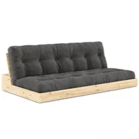 canapé lit futon base noir couchage 130cm dossiers coffres
