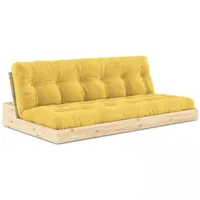 canapé lit futon base jaune couchage 130cm dossiers coffres