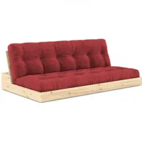canapé lit futon base rouge couchage 130cm dossiers coffres