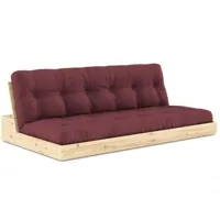 canapé lit futon base bordeaux couchage 130cm dossiers coffres