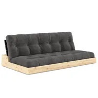 canapé lit futon base noir couchage 130cm dossiers noirs coffres