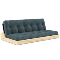 canapé lit futon base algues couchage 130cm dossiers noirs coffres