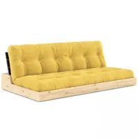 canapé lit futon base jaunes couchage 130cm dossiers noirs coffres