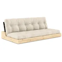 canapé lit futon base lin couchage 130cm dossiers noirs coffres