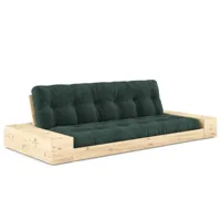 canapé lit futon base algues couchage 130cm dossiers et accoudoirs coffres