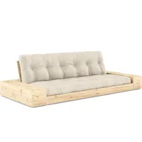 canapé lit futon base lin couchage 130cm dossiers et accoudoirs coffres
