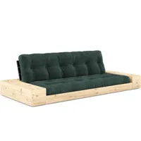 canapé lit futon base algues couchage 130cm dossiers noirs et accoudoirs coffres