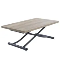 table basse relevable extensible trendy mélaminé chêne ancien pied gris graphite