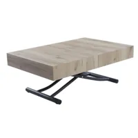 table basse relevable extensible albatros design chêne ancien pied gris graphite