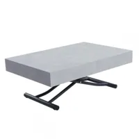 table basse relevable extensible albatros design gris beton pied gris graphite